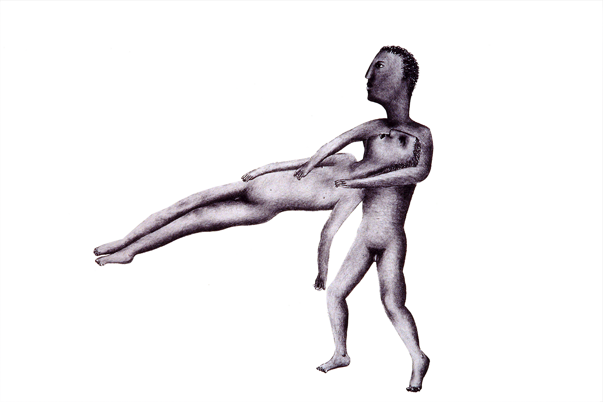 Phillip Doggett-Williams, Guiding a blindman, Stone lithograph, 76x56cm