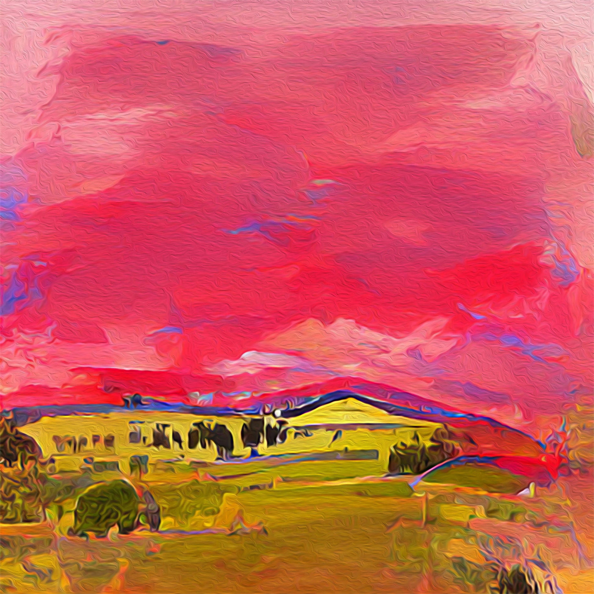 Alex Gibson Lilydale Evening 150x150cm Mixed Media Print on Canvas